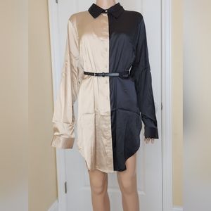 Fashion nova two-tone satin shirt